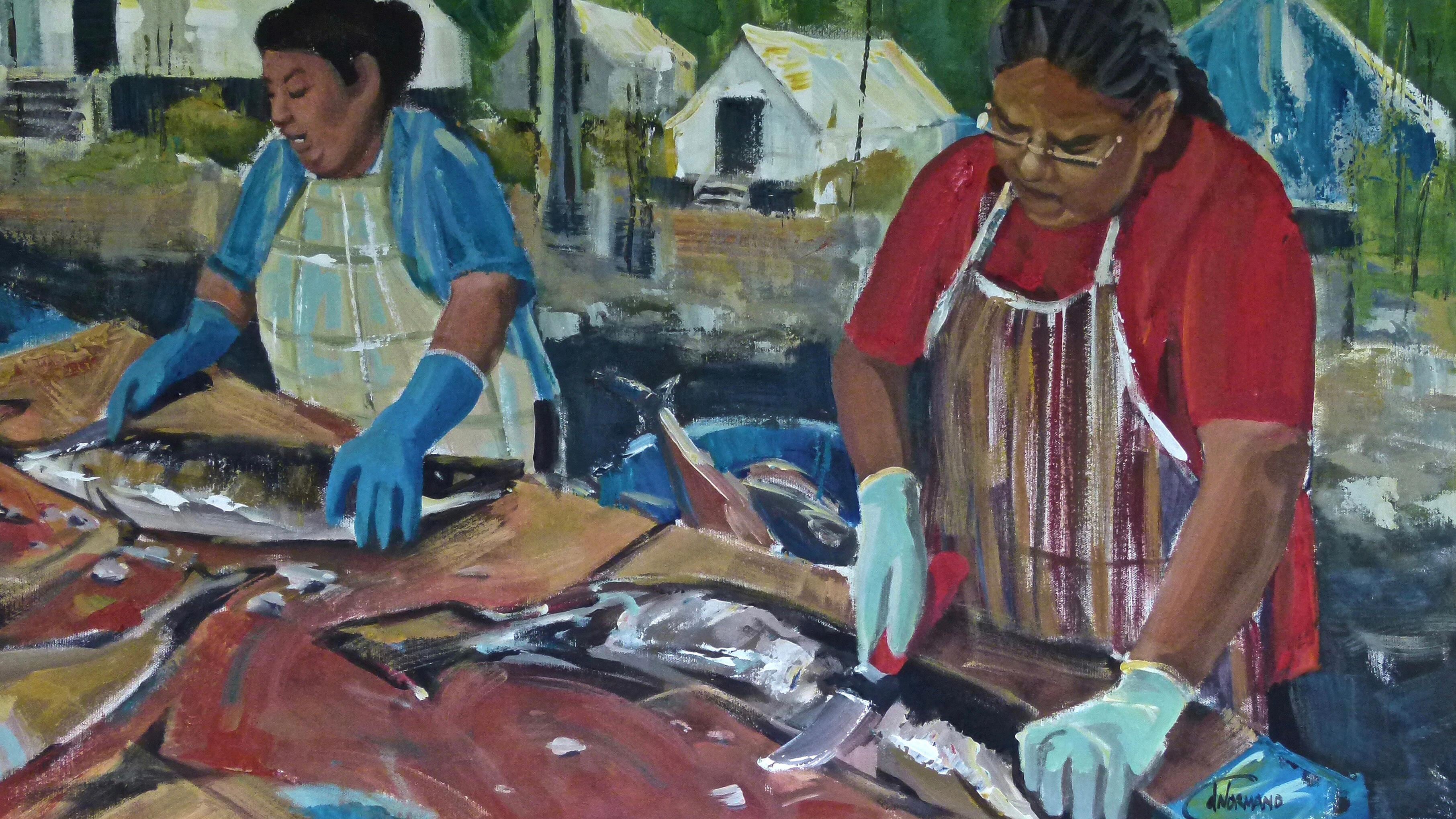 Preparing the fish